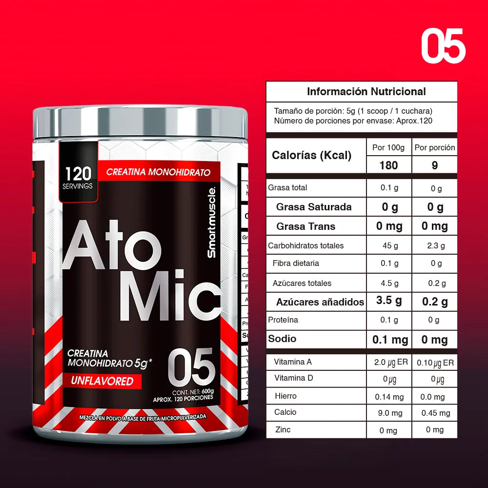 Creatina Atomic Monohidrato 600 Gramos Smart Muscle